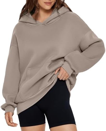 Glamaker Women's Oversized Essentials Hoodies Fleece Sweatshirts Fall Long Sleeve Sweater Pullover Hoodie With Pocket