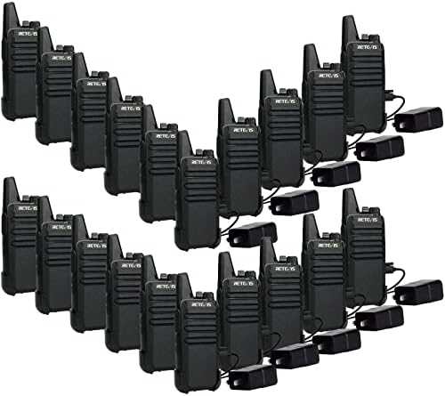 Retevis RT22 Walkie Talkies Mini, Rechargeable Two Way Radio Long Range, 2 Way Radio Small, Portable VOX, for Business Commercial Work School Church Restaurant (20 Pack,Black)