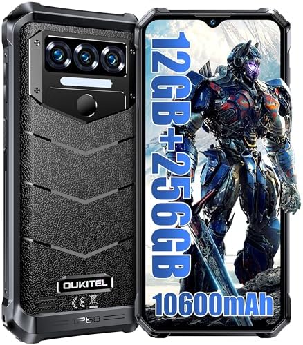 OUKITEL WP38 Rugged Smartphone Unlocked - 12(6+6Virtual)GB RAM+256GB ROM 10600mAh Battery 6.52" Rugged Cellphones, 2024 Android 13 IP68/IP69K Waterproof Phone, 4G Dual SIM/NFC/OTG/Fingerprint/T-Mobile