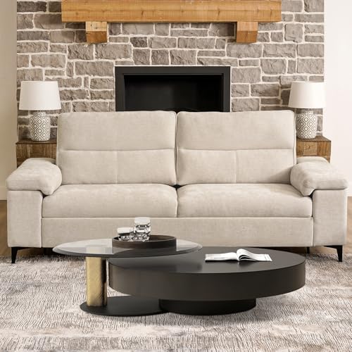 71.25" Modern Sofa Couch for Living Room，Deep Seat Sleeper Sofa with 8”Cushion，Comfy 2-Seater Chenille Loveseat Sofa with Convertible Armrest，Removable Sofa Cover,High Leg (Beige)