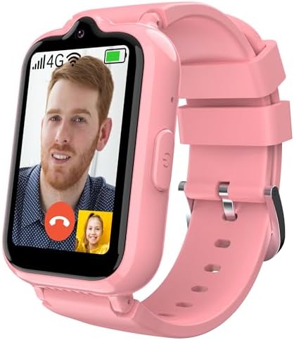 4G Kids Smart Watches Girls with GPS Tracker Phone Calling Video & Voice Chat, WiFi Touch Screen Kids Watches for Girls Ages 5-12 SOS Call Camera Alarm Clock Pedometer Birthday Gifts for Kids