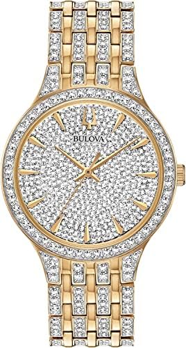 Bulova Crystal Pave 3-Hand Quartz Slim Case Watch