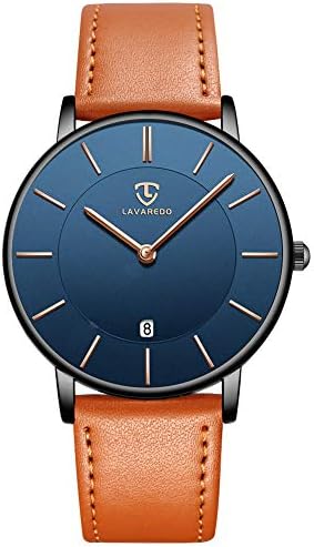 Watch, Mens Watch, Minimalist Fashion Simple Wrist Watch Analog Date with Leather Strap