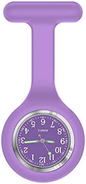 Nurse Watch Brooch, Silicone with Pin/Clip, Glow in Dark Design, Health Care Nurse Doctor Paramedic Medical Brooch Fob Watch (Purple)