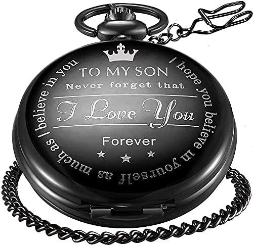 Personalized Pocket Watch with Chain, Engraved “to My Son” “I Love You” Used for Birthday Christmas Graduation Gifts Pocket Watches