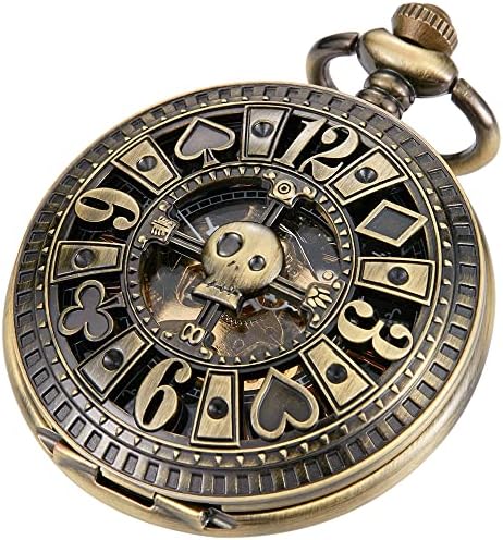 Pocket Watch Men's Hand Wind Mechanical Roman Numerals Pocket Watches Men Steampunk with Chain Box