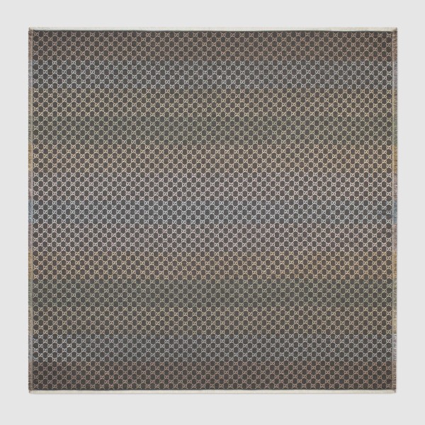 Gucci Grey GG Jacquard Shawl With Lame Details