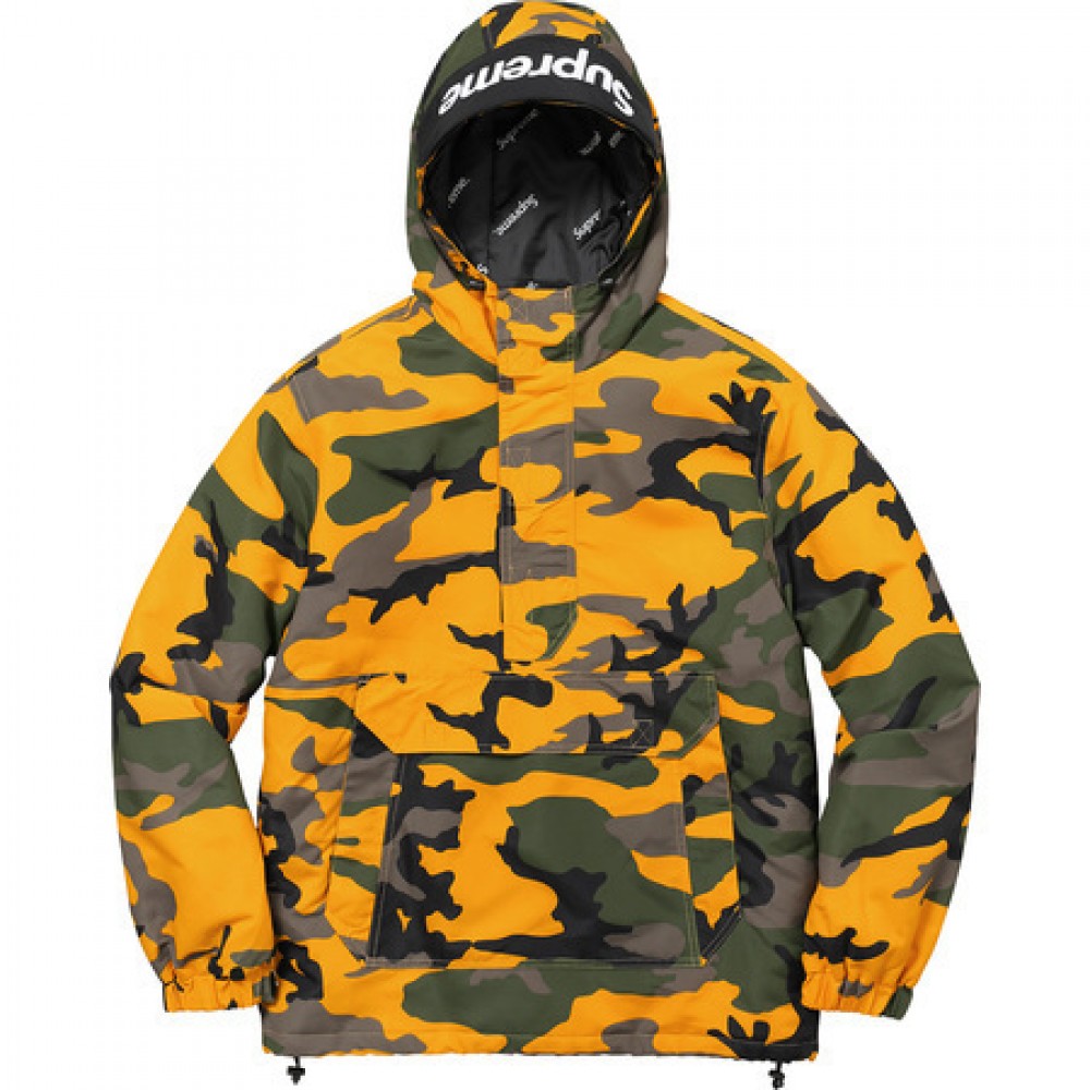A+ Replica Supreme hooded logo half zip pullover yellow camo