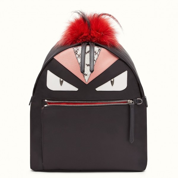 Fendi Black Bag Bugs Eyes Fox Fur Backpack